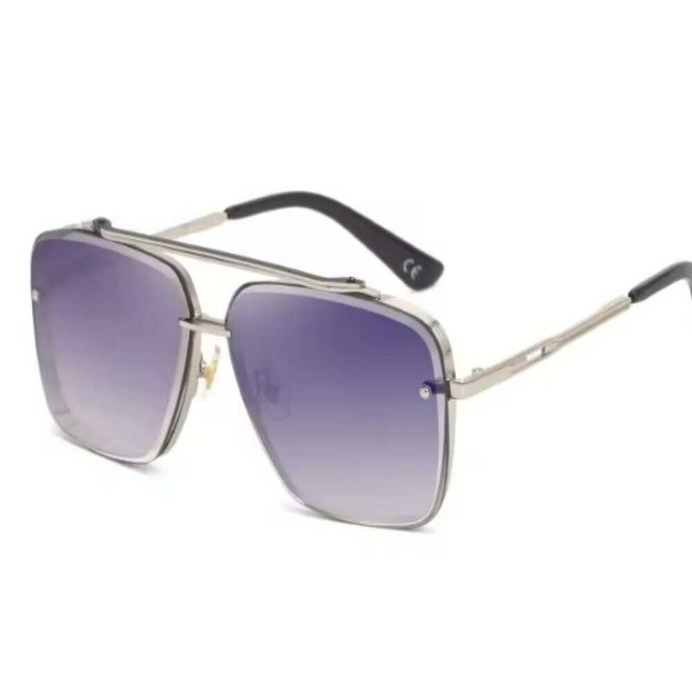 Oversized Square Rimless Sunglasses Men 2024 Luxury Brand Designer Vintage Frame